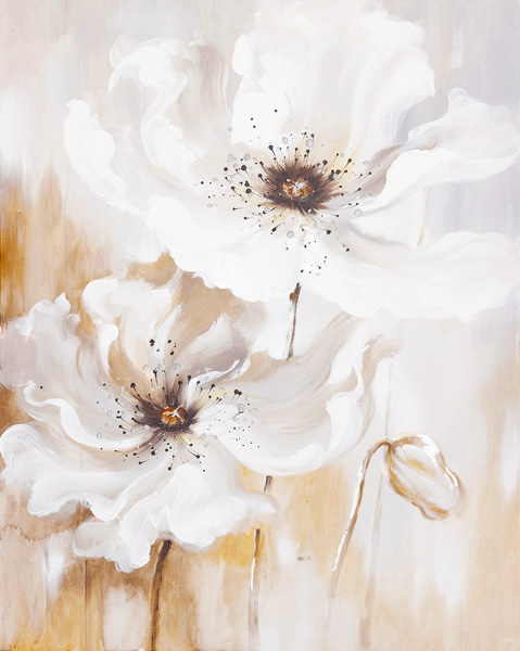 PXYW605 Wall décor art oil on canvas floral white flowers